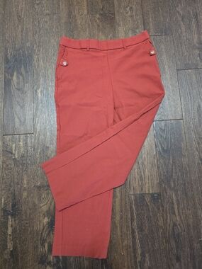 Cropped Ankle Pants in Rust Red